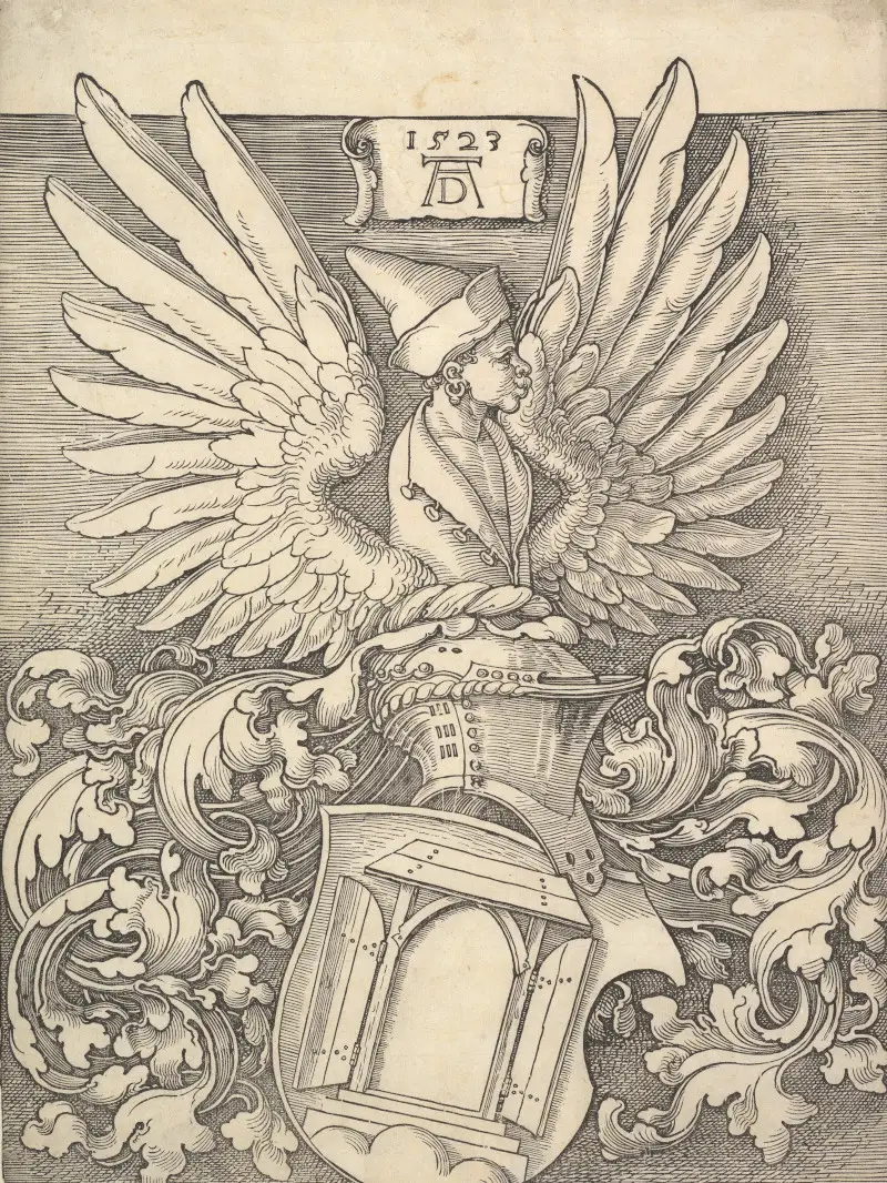 Gravure sur bois (Coat of Arms Line Design) par Albrecht Durer